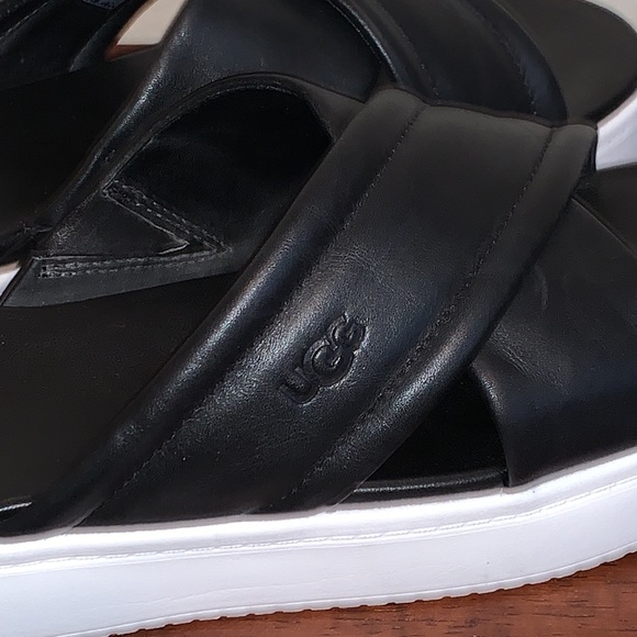 UGG BRAND NEW SIZE 10 W ZAYNE CROSSBAND LEATHER SLIDE SANDALS - Picture 4 of 14